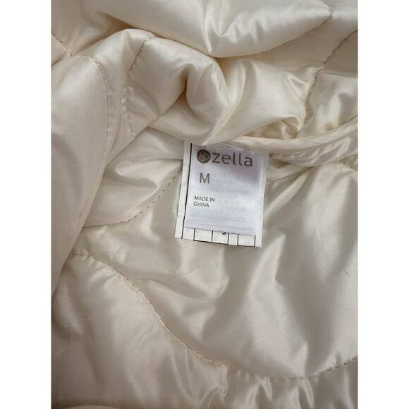 Zella Jacket Womens Medium Ivory Quilted Water Resistant Rib Collar Zip Puffer - Picture 7 of 10